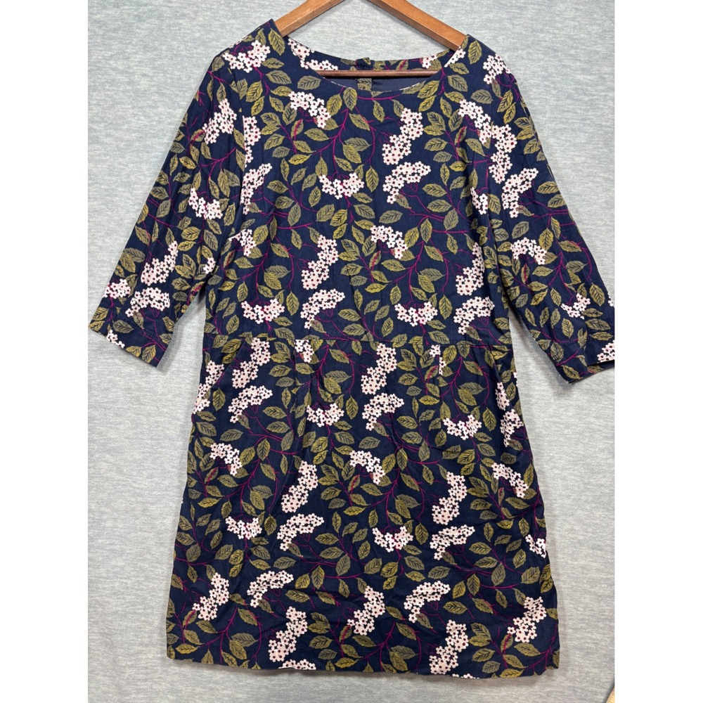 Seasalt Cornwall US‎ 12 High Key Dress Navy Floral Corduroy Shift Pockets